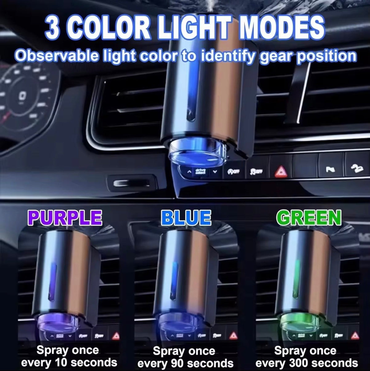 Smart Car Aroma Diffuser with LED Light & 3 Fragrance Oils