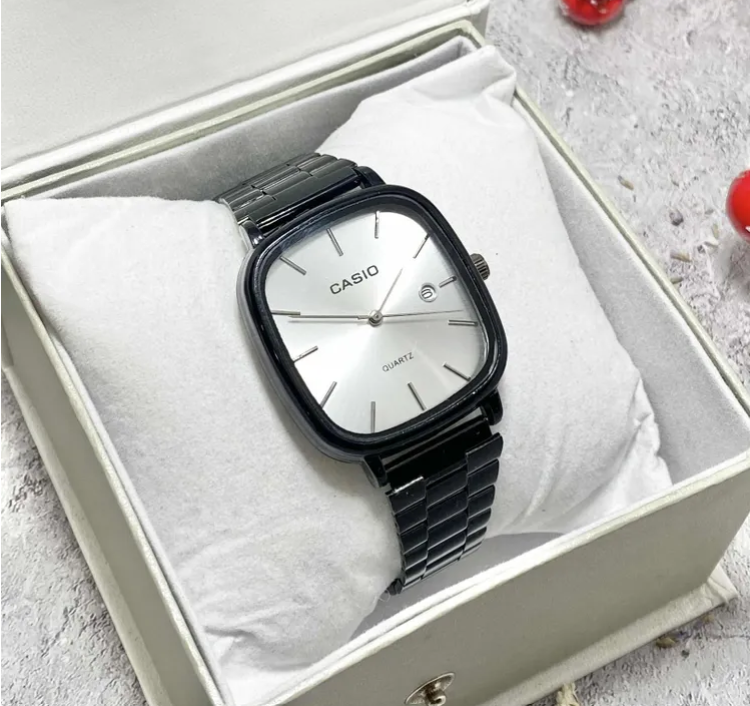 Classic Square Dial Men’s Stainless Steel Watch