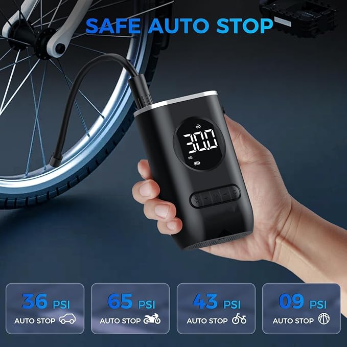 Portable Digital Tire Inflator – Rechargeable Air Pump with PSI Display